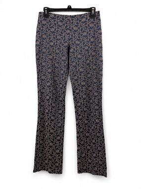 French Kiss Women's Sz Small Elastic Pants Paisley Print Navy Stretch Pants